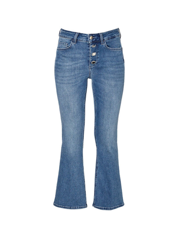 Jeans Donna Liu Jo - Jeans bootcut cropped con bottoni - Blu