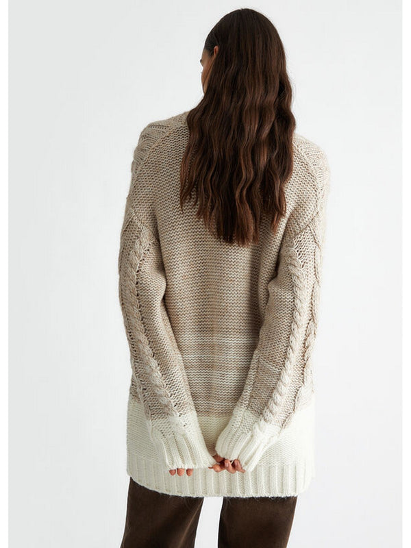 Cardigan Donna Liu Jo - Cardigan in lana e alpaca - Beige