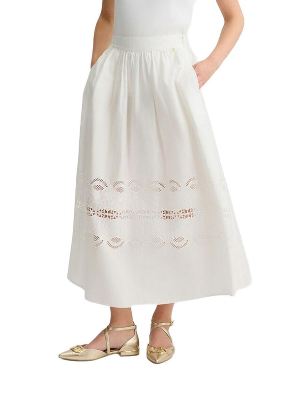 Gonne casual Donna Liu Jo - Gonna in cotone con ricami - Bianco