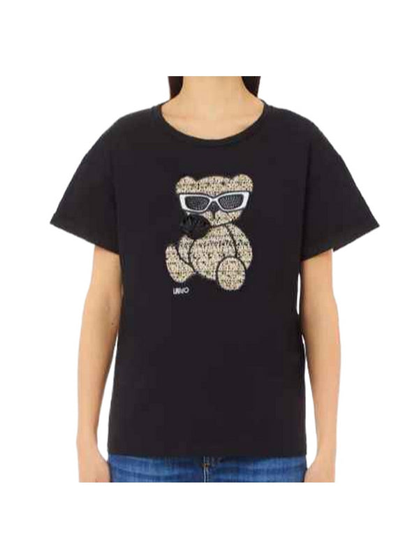 T-shirt Donna Liu Jo - T-Shirt M/C Animals - Nero