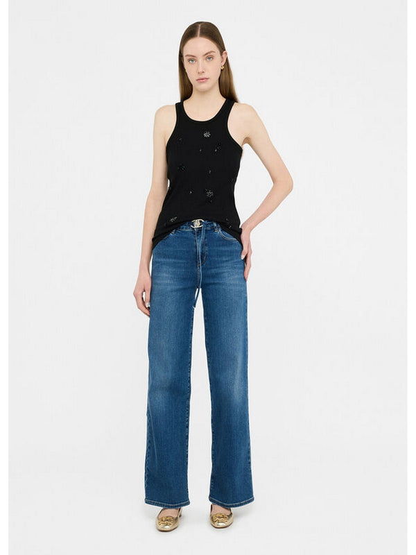 Jeans Donna Liu Jo - Jeans flare cropped con cintura - Denim