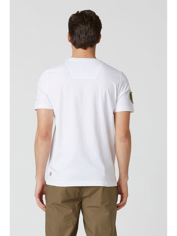 T-shirt Uomo Aeronautica Militare - T-shirt Frecce Tricolori con patch denim - Bianco