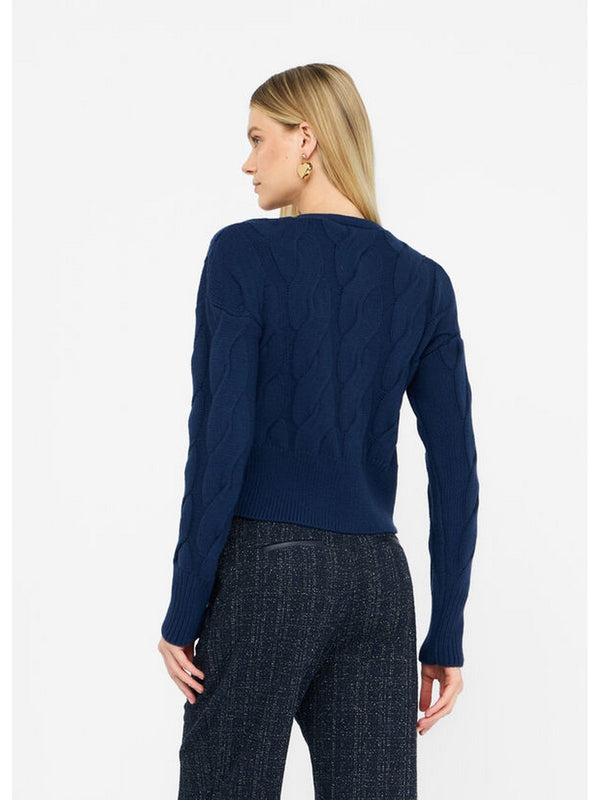 Cardigan Donna Liu Jo - Cardigan in lana a trecce - Blu