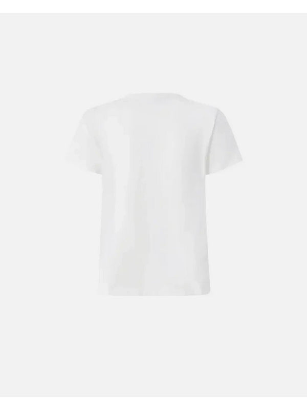 T-shirt Donna Pinko - T-shirt con ricamo logo Love Birds in cristalli - Bianco
