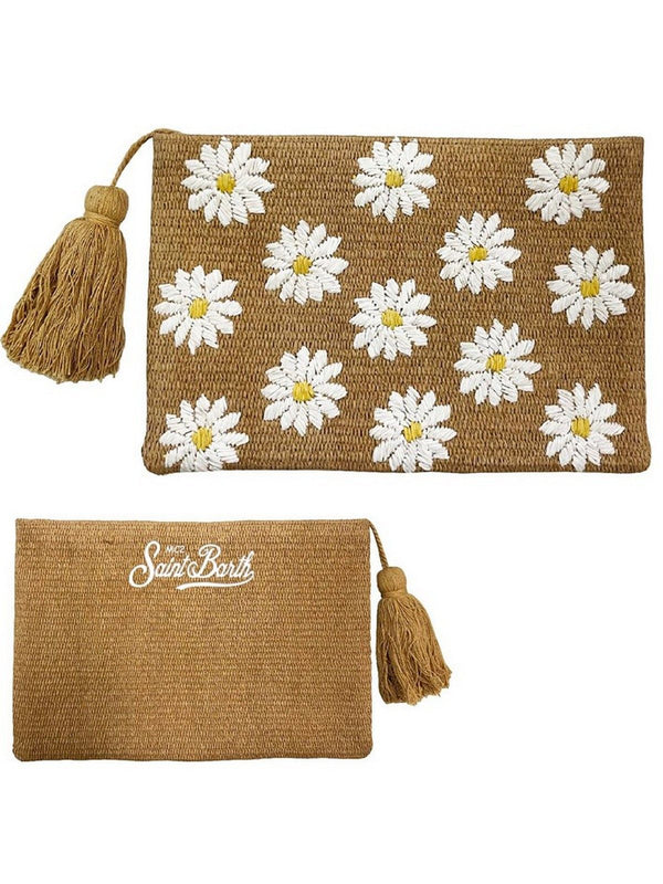 Pochette e Clutch Donna Mc2 Saint Barth - Pochette In Paglia Con Fiori Ricamati - Beige