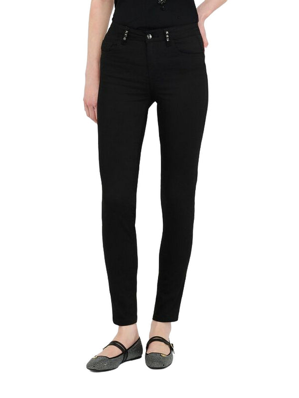 Pantaloni Donna Liu Jo - Pantaloni skinny con pietre gioiello - Nero
