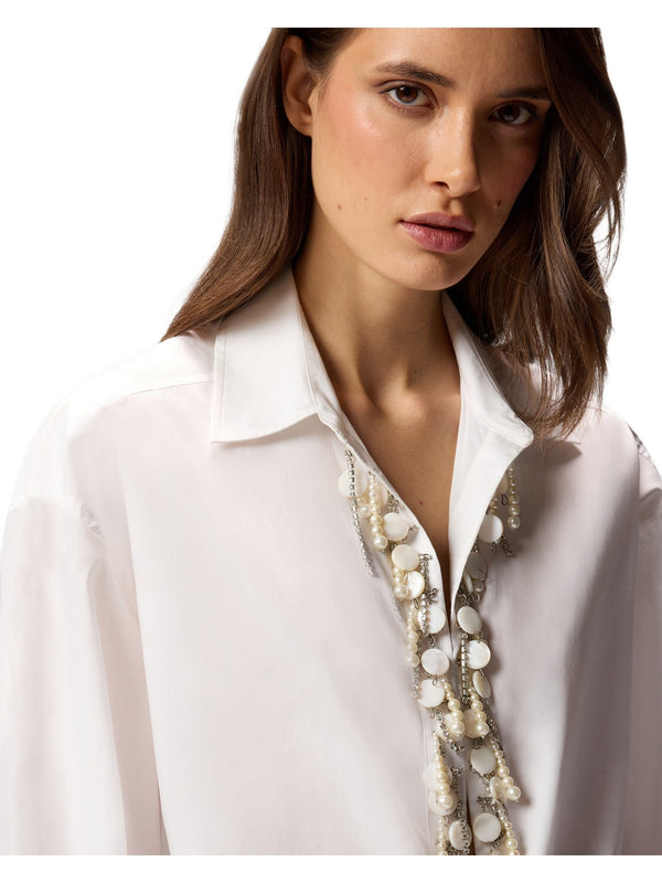 Camicie Donna Pinko - Camicia con applicazioni gioiello - Bianco