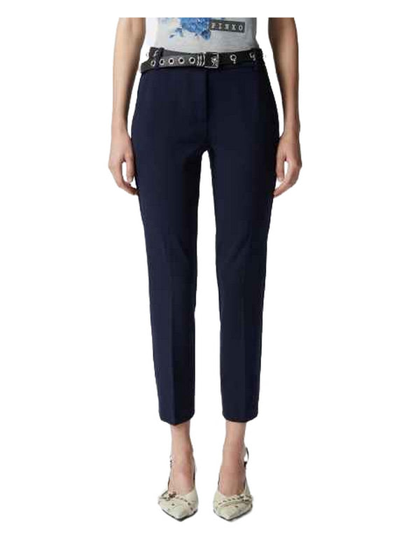 Pantaloni Donna Pinko - Pantaloni a sigaretta tessuto tecnico - Blu