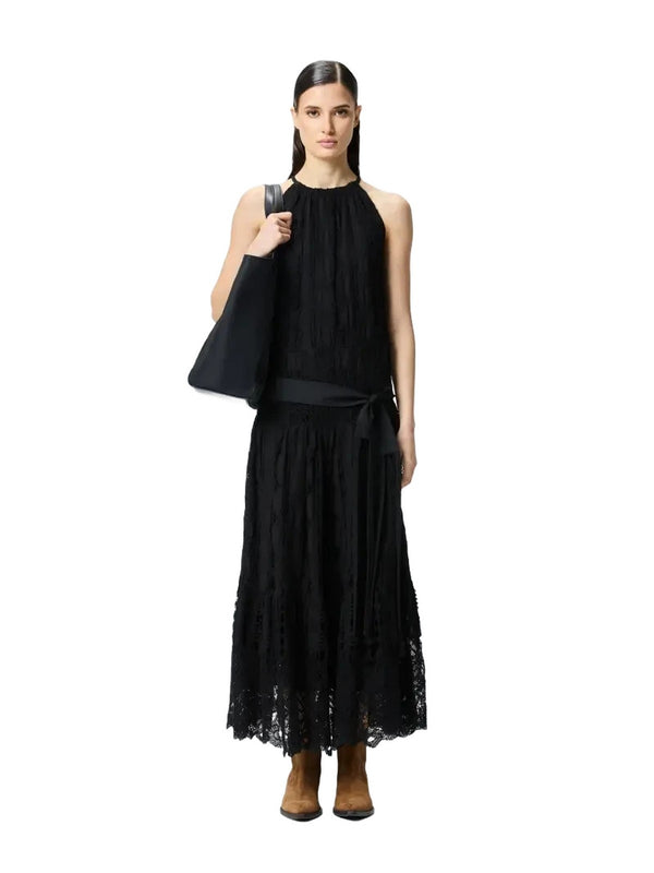 Vestiti casual Donna Pinko - Abito midi in sangallo e macramè - Nero