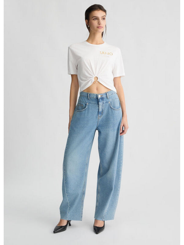 T-shirt Donna Liu Jo - T-shirt in cotone con logo - Bianco