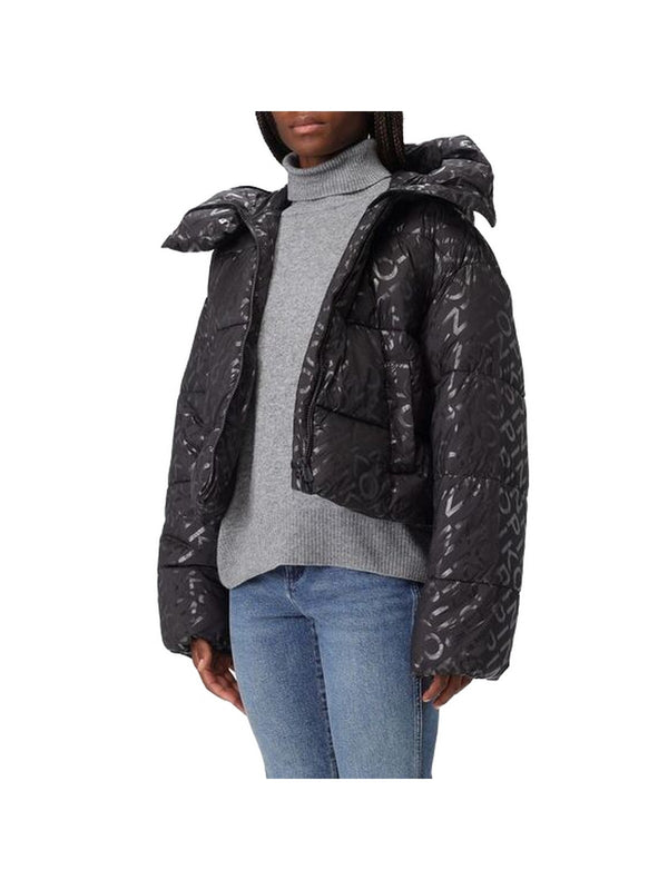 Giubbotti Donna Pinko - Piumino corto in tela tecnica stampa logo - Nero