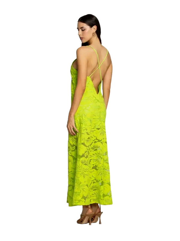 Vestiti da discoteca Donna 4Giveness - Abito lungo con incrocio blossom lace - Verde