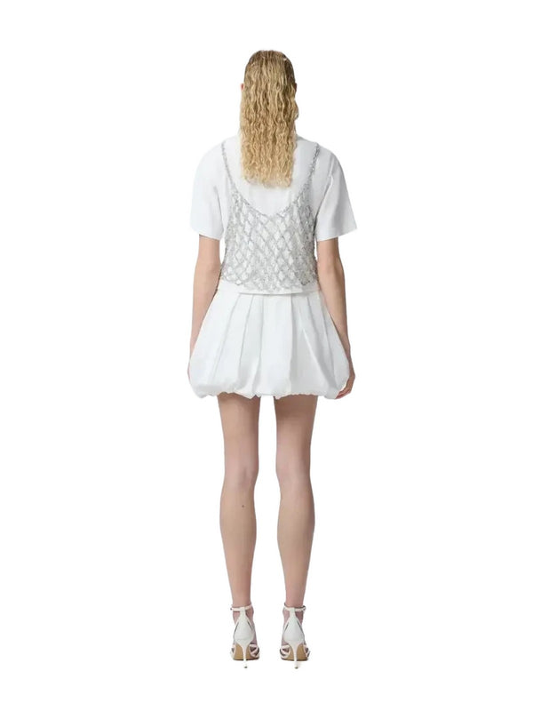 Gonne eleganti Donna Pinko - Minigonna balloon a pieghe in popeline - Bianco