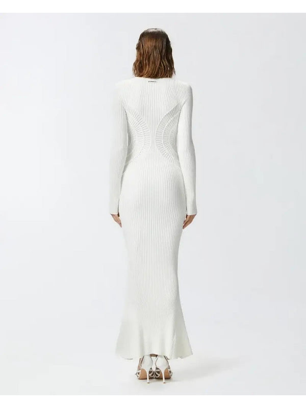 Vestiti da discoteca Donna Pinko - Vestito lungo aderente in maglia a coste - Bianco