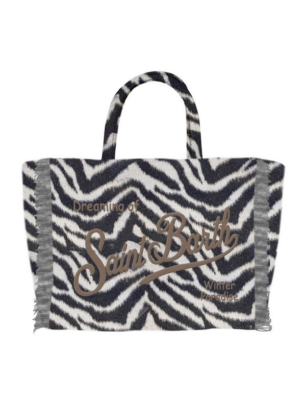 Borse a mano Donna Mc2 Saint Barth - Borsa a mano Vanity Mini Felt in misto lana zebrat - Nero