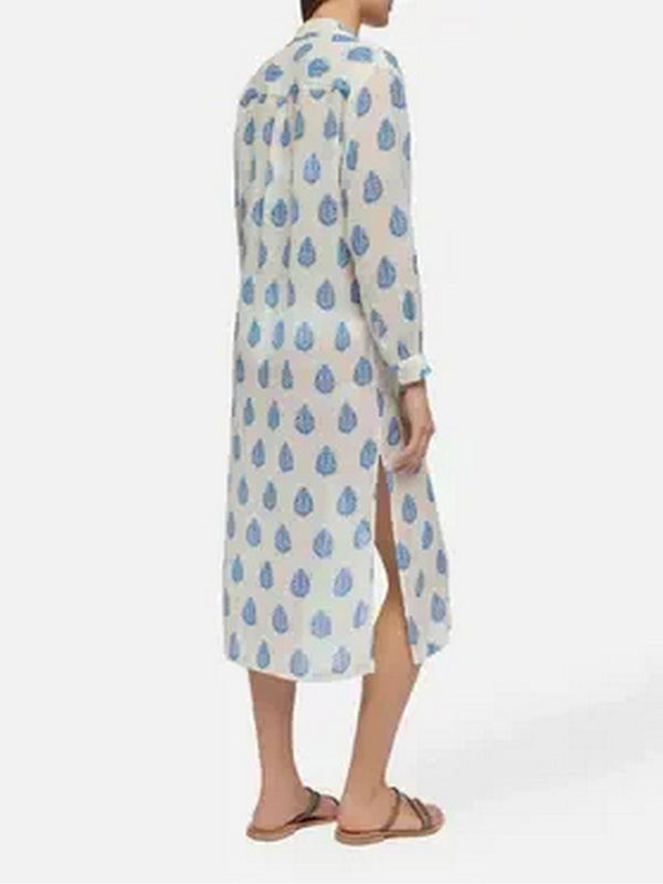 Copricostume e parei Donna Mc2 Saint Barth - Abito maxi in ramia con stampa paisley Adeline - Bianco