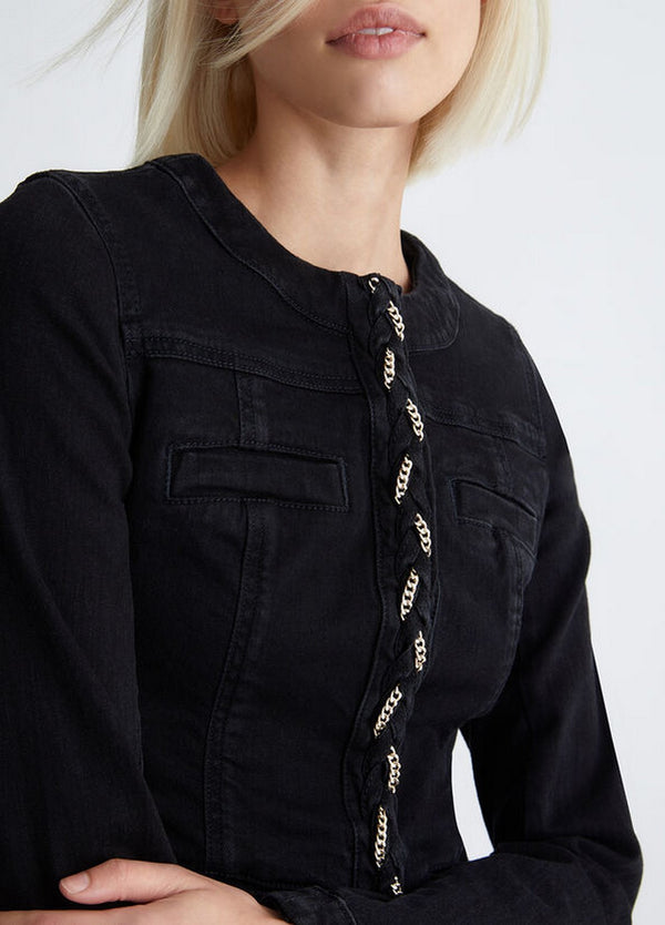 Giubbotti Donna Liu Jo - Giacca jeans con dettagli gioiello - Nero