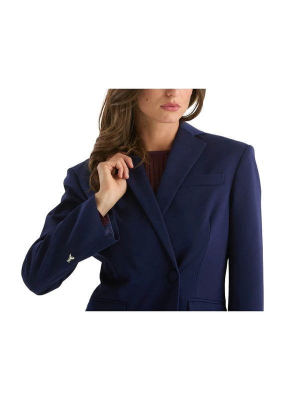Giacche Donna Patrizia Pepe - Blazer asimmetrica in gabardina - Blu