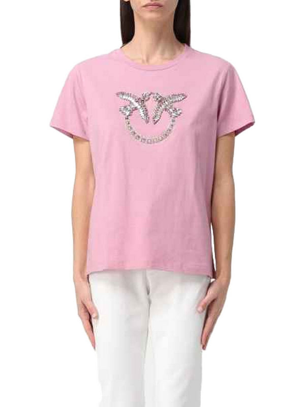 T-shirt Donna Pinko - T-SHIRT logo LOVE BIRDS - Rosa