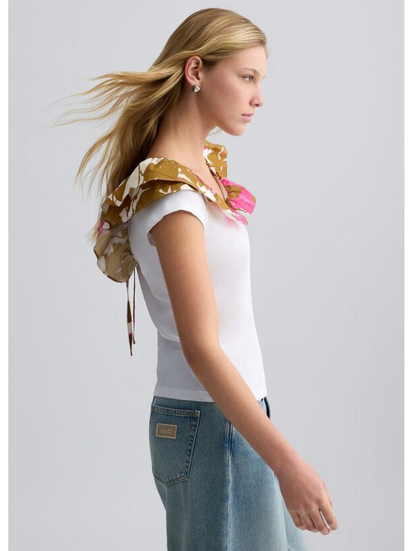 T-shirt Donna Liu Jo - T-shirt in cotone con rouches - Bianco