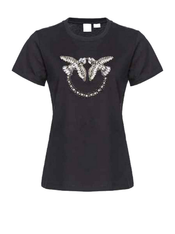 T-shirt Donna Pinko - T-SHIRT logo LOVE BIRDS - Nero