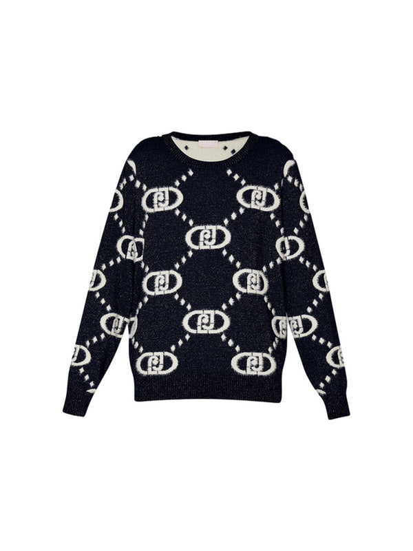 Maglie Donna Liu Jo - Maglia monogram nera jacquard - Nero