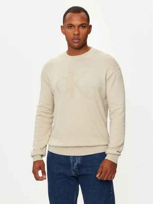 Maglie Uomo Calvin Klein - Maglione Intrasia - Beige