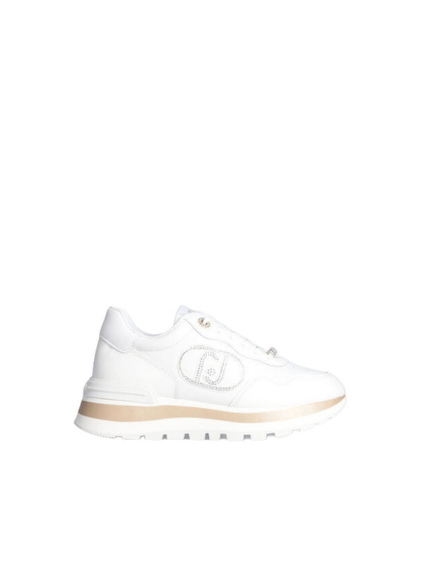 Sneaker Donna LIU JO SHOES - Sneakers in pelle con logo gioiello - Bianco