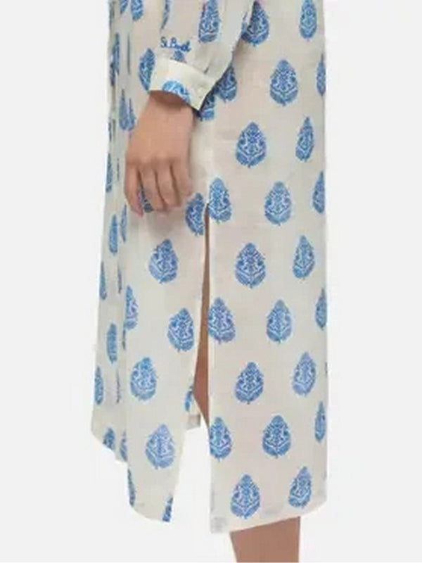 Copricostume e parei Donna Mc2 Saint Barth - Abito maxi in ramia con stampa paisley Adeline - Bianco