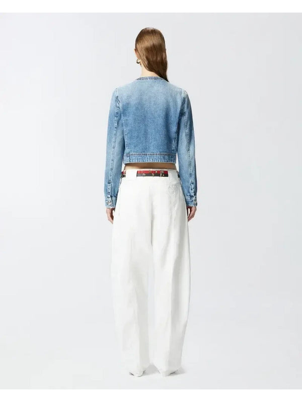 Giubbini Donna Pinko - Giacca corta in denim con taschini e bottoni - Denim