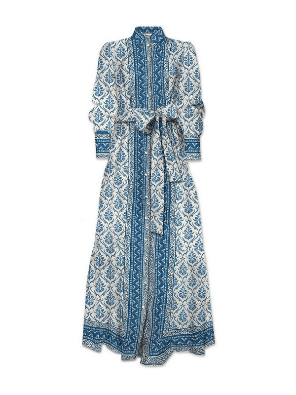 Vestiti da cocktail Donna Mc2 Saint Barth - Abito lungo Jensen con stampa indigo spirit 10 - Blu