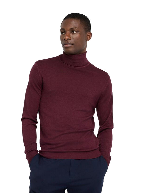 Maglie Uomo LIU JO UOMO - Dolcevita 100% lana merino - Bordeaux