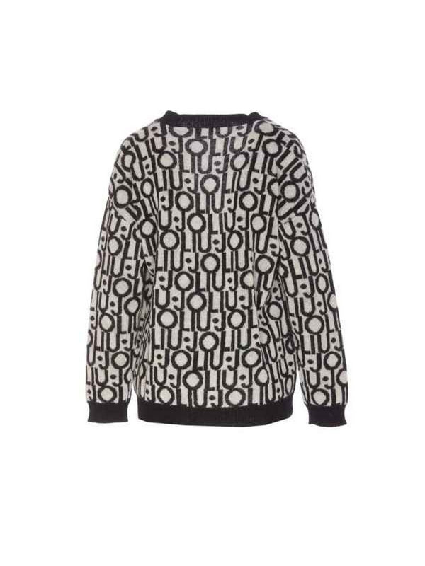 Cardigan Donna Liu Jo - Cardigan con logo jacquard - Nero