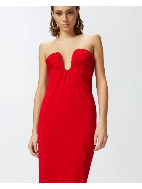 Vestiti da cocktail Donna Pinko - Abito midi da sera con scollo sagomato - Rosso