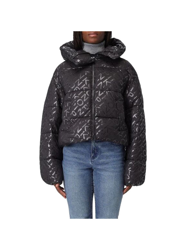 Giubbotti Donna Pinko - Piumino corto in tela tecnica stampa logo - Nero