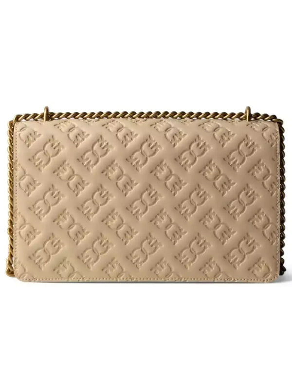 Borse a tracolla Donna Pinko - Borsa Love One Mini Dc Vitello Seta Logo Imprime - Beige