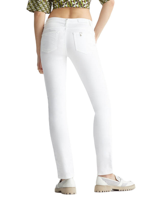 Pantaloni Donna Liu Jo - Pantaloni slim fit con charm LJ - Bianco