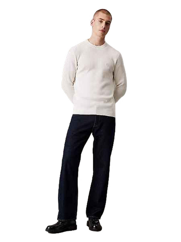 Maglioni Uomo Calvin Klein - Maglione con stemma in cotone a costine - Bianco