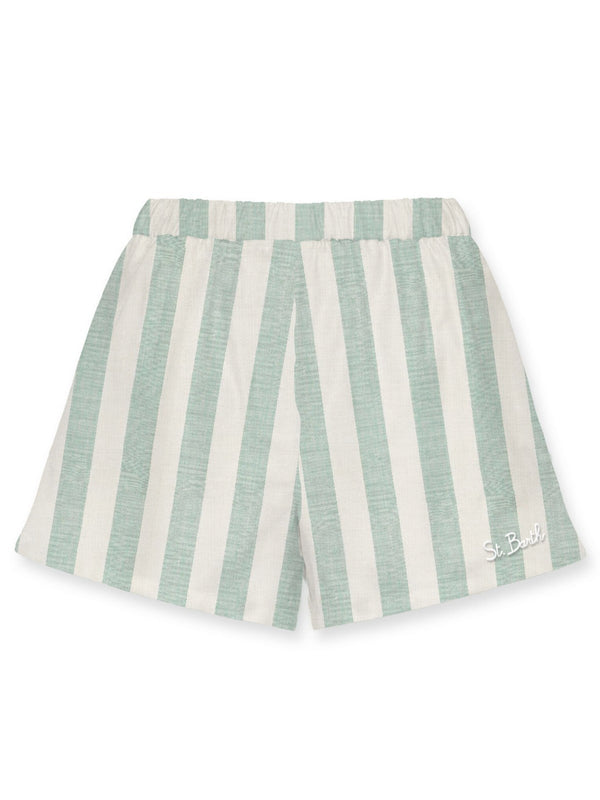 Pantaloncini Donna Mc2 Saint Barth - Pantaloncini MEAVE IN LINO STRIPES POP V 5310 - Verde