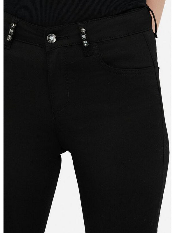 Pantaloni Donna Liu Jo - Pantaloni skinny con pietre gioiello - Nero