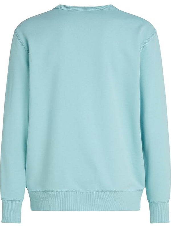 Felpe senza cappuccio Uomo Calvin Klein - Felpa in spugna di cotone con badge - Verde