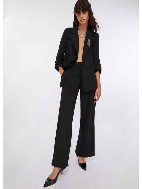 Pantaloni Donna Liu Jo - Pantaloni a palazzo in envers satin - Nero