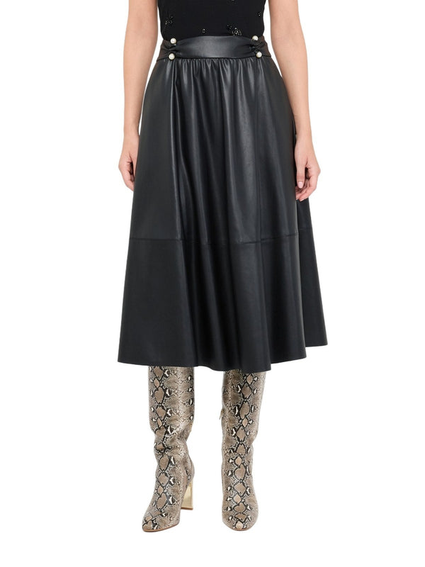 Gonne casual Donna Liu Jo - Gonna in tessuto spalmato - Nero