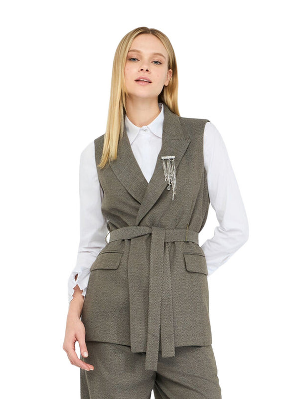 Gilet Donna Liu Jo - Gilet chevron con cintura - Verde