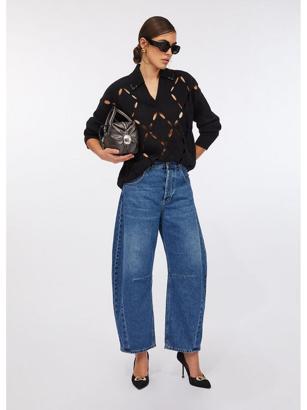 Maglie Donna Liu Jo - Maglia 100% lana con ricami gioiello - Nero