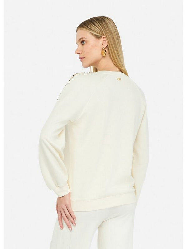 Felpe senza cappuccio Donna Liu Jo - Felpa Liu Jo Better con strass - Bianco