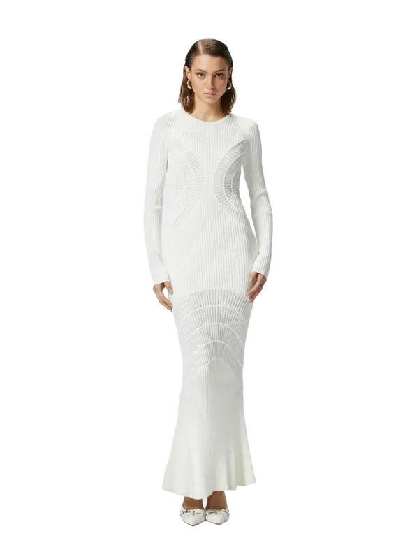 Vestiti da discoteca Donna Pinko - Vestito lungo aderente in maglia a coste - Bianco