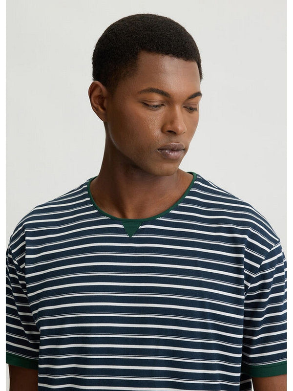 T-shirt Uomo LIU JO UOMO - T-shirt in piquet di cotone a righe - Blu