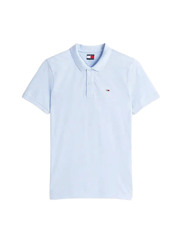 Polo Uomo Tommy Hilfiger - Polo slim fit con bandierina - Azzurro