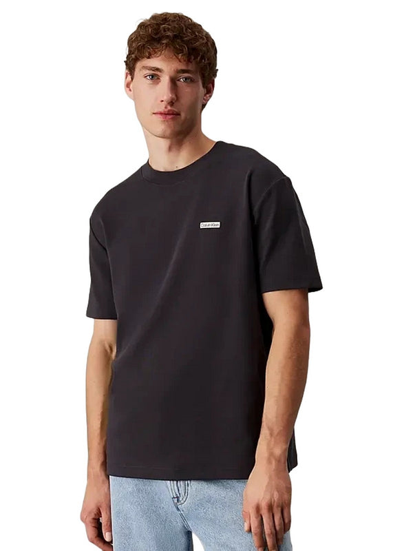 T-shirt Uomo Calvin Klein - T-shirt in cotone elasticizzato con stemma - Nero